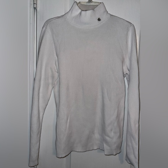 Ralph Lauren Like New White Ribbed Turtleneck long sleeve top - Picture 1 of 9